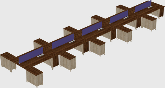 L-shaped shared desk