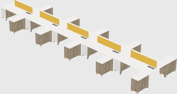 L-shaped shared desk