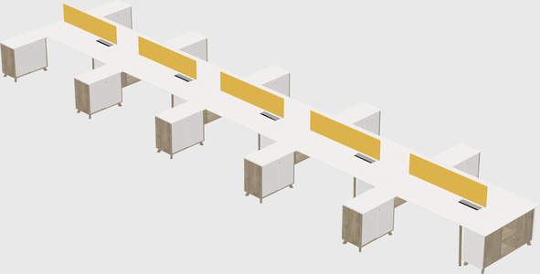 L-shaped shared desk
