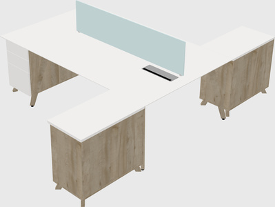 L-shaped shared desk