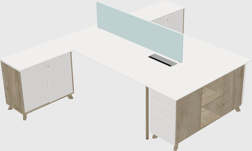 L-shaped shared desk