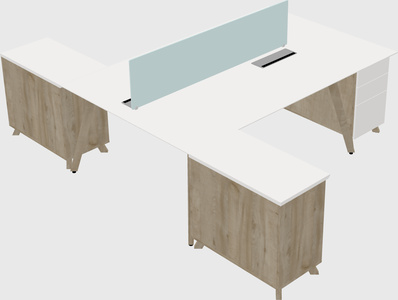 L-shaped shared desk