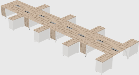 L-shaped shared desk