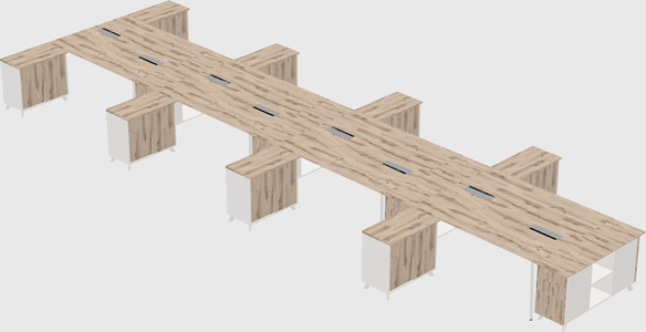 L-shaped shared desk