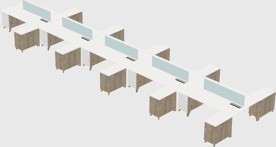 L-shaped shared desk