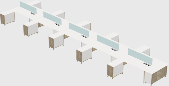 L-shaped shared desk