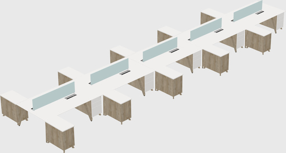 L-shaped shared desk