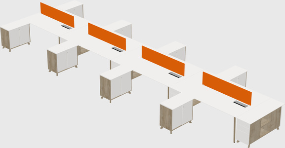 L-shaped shared desk