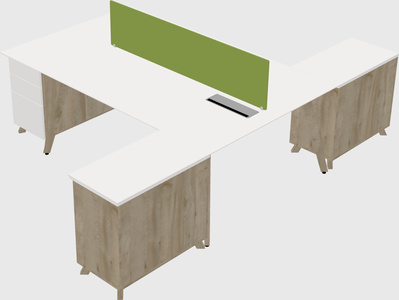 L-shaped shared desk