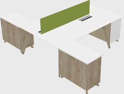 L-shaped shared desk