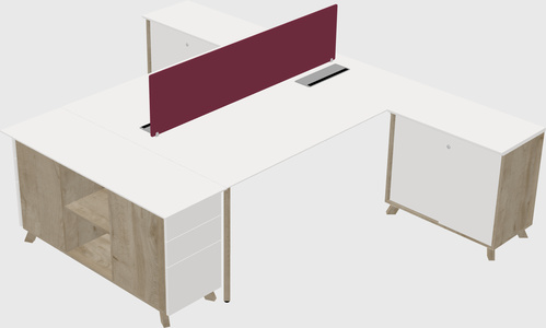 L-shaped shared desk