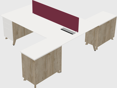 L-shaped shared desk
