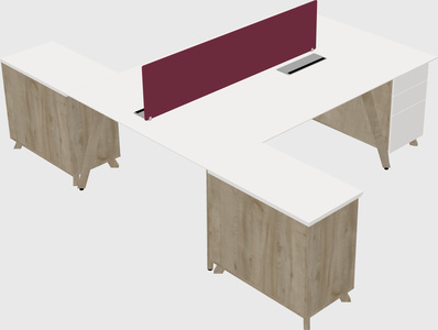 L-shaped shared desk