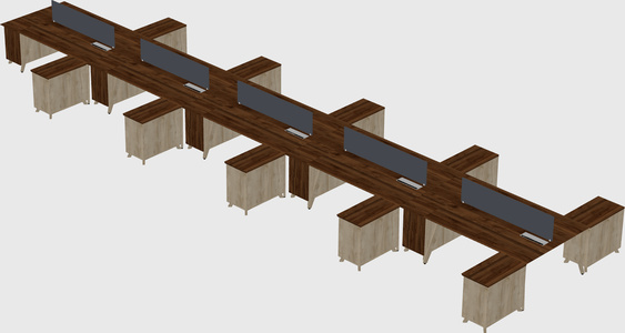 L-shaped shared desk