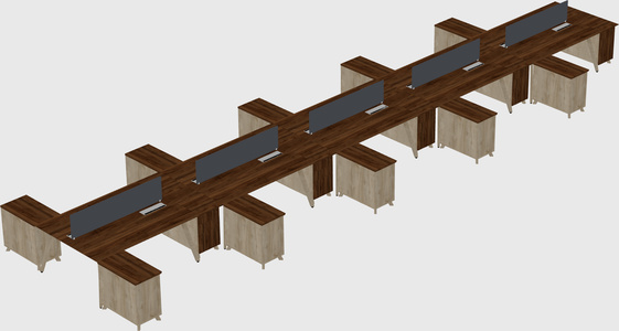 L-shaped shared desk