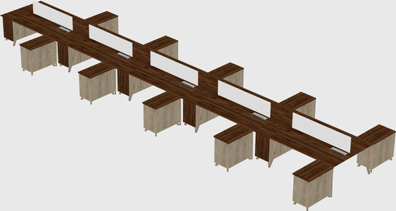 L-shaped shared desk