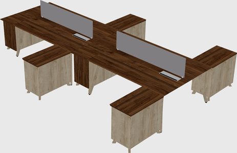 L-shaped shared desk