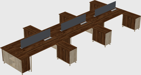 L-shaped shared desk