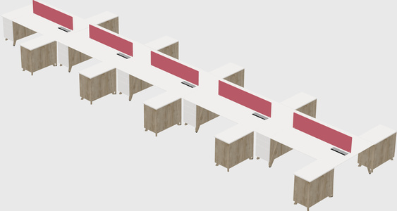 L-shaped shared desk
