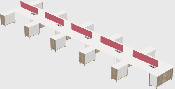 L-shaped shared desk