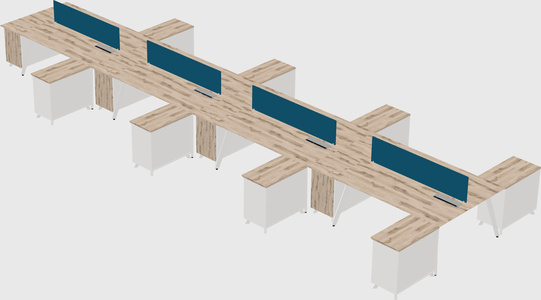 L-shaped shared desk