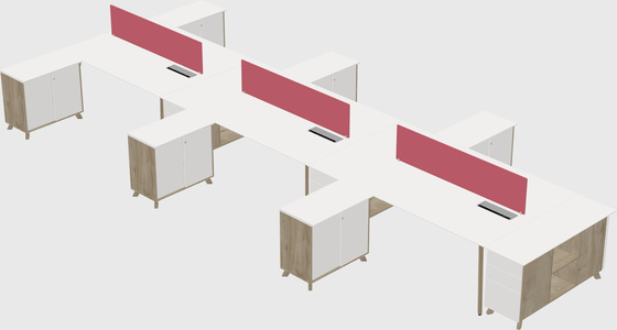 L-shaped shared desk