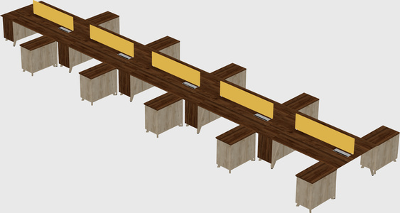 L-shaped shared desk
