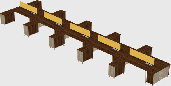 L-shaped shared desk