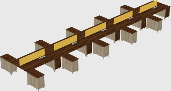 L-shaped shared desk