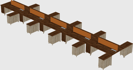 L-shaped shared desk