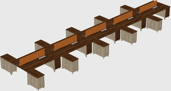 L-shaped shared desk