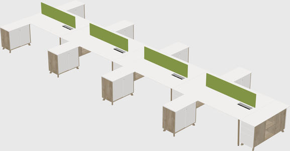 L-shaped shared desk