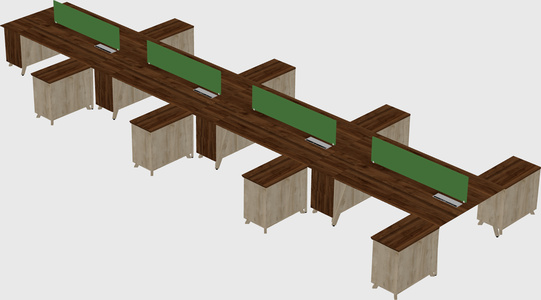 L-shaped shared desk