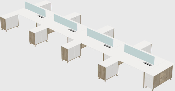 L-shaped shared desk