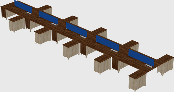 L-shaped shared desk