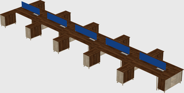 L-shaped shared desk
