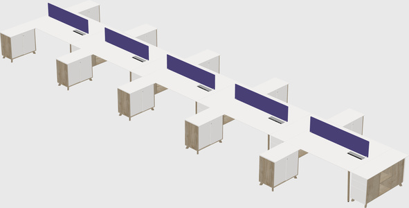 L-shaped shared desk