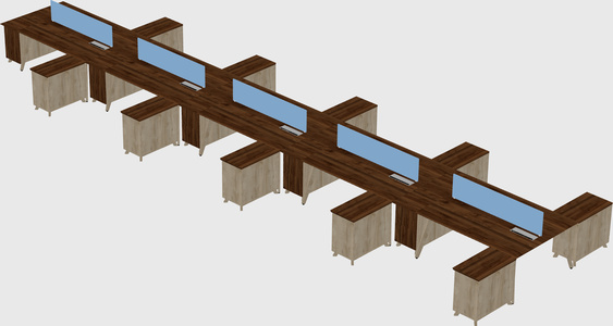 L-shaped shared desk