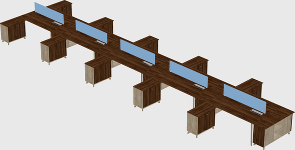 L-shaped shared desk
