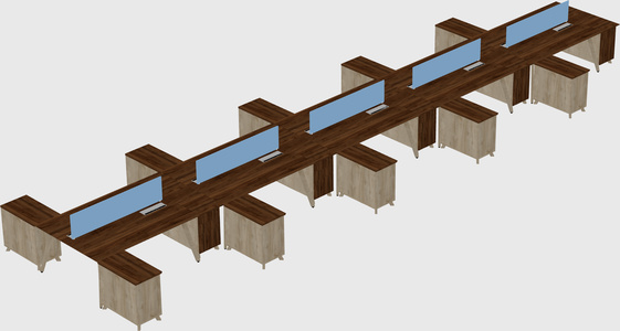 L-shaped shared desk