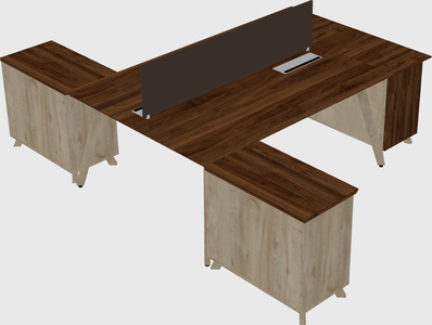 L-shaped shared desk
