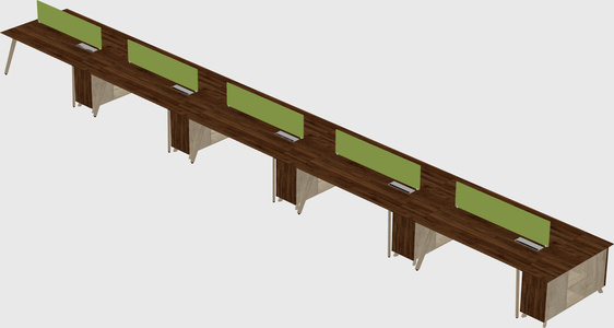 Rectangular shared desk