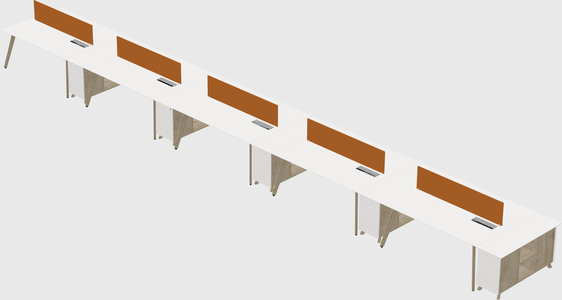 Rectangular shared desk