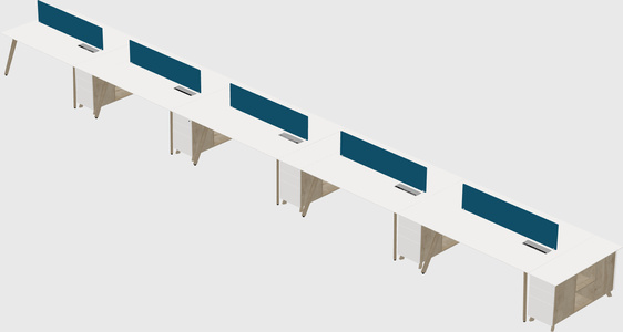 Rectangular shared desk