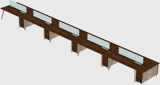 Rectangular shared desk