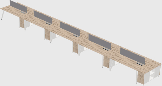 Rectangular shared desk
