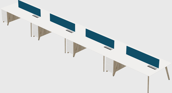 Rectangular shared desk