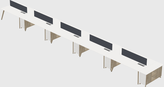 Rectangular shared desk