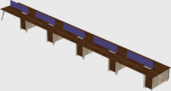 Rectangular shared desk