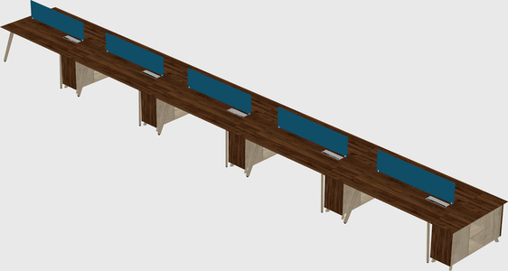 Rectangular shared desk
